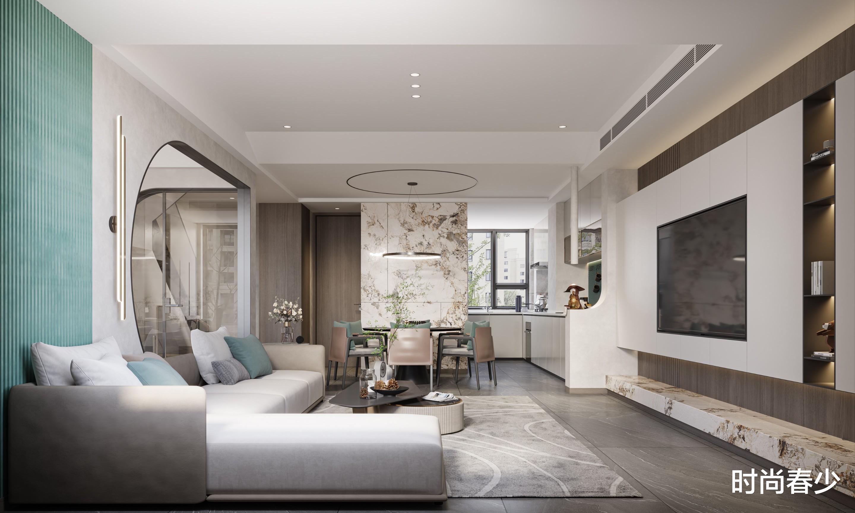 现代轻奢，做开放式厨房也很美好。