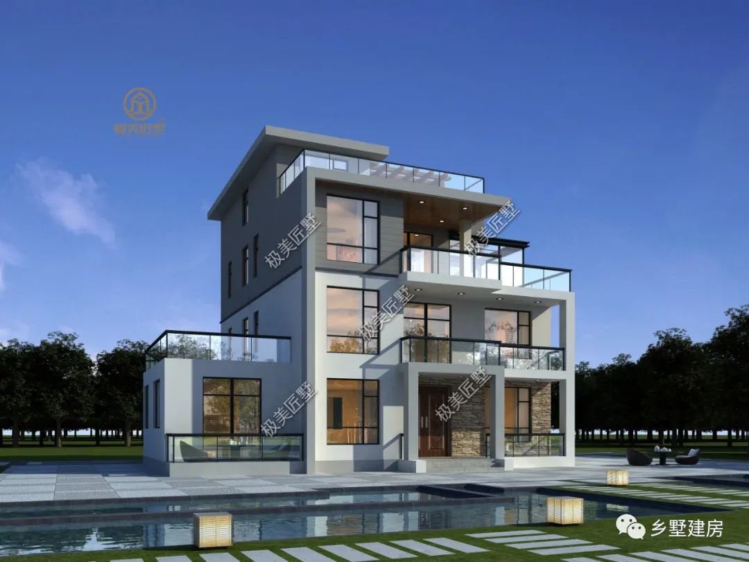 16.44X12.38米，具有设计感的现代风别墅，时尚漂亮