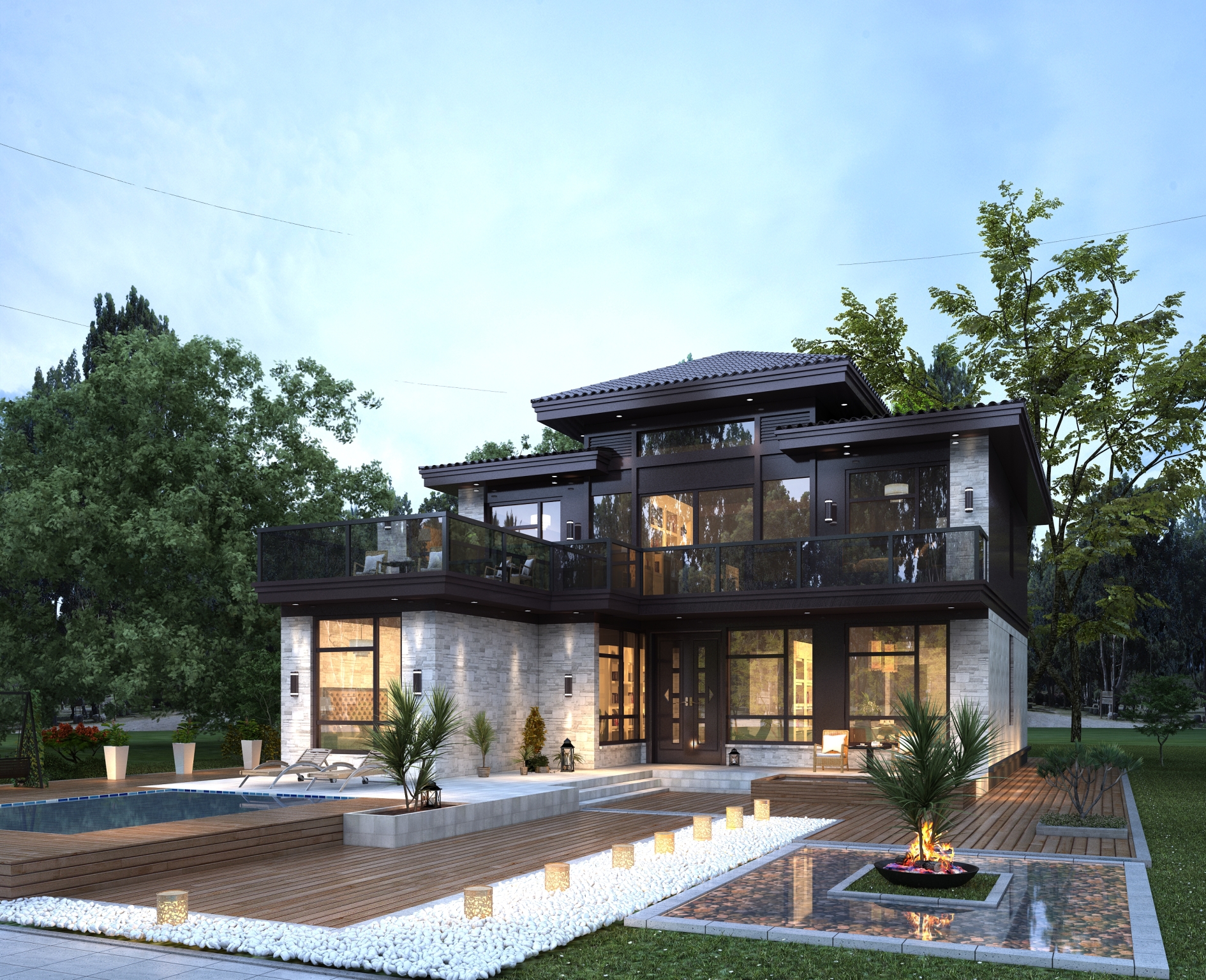 |新中式二层住宅，4房2厅的舒适布局