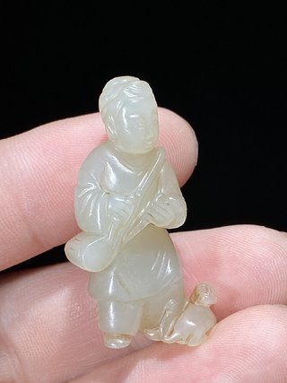 和田玉籽料|宋 和田玉籽料 白玉 凤阳婆戏猴