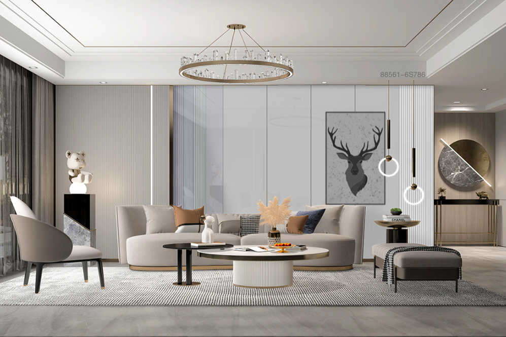 莫兰迪|如何设计客厅背景墙？二十多款莫兰迪整体加装饰画空间图