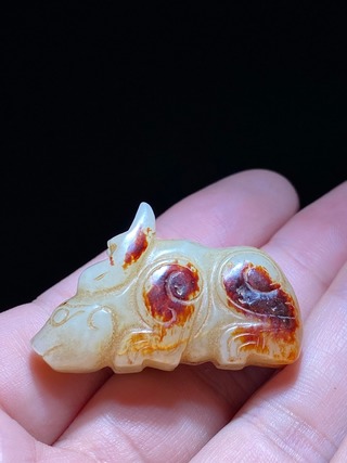 和田玉籽料|西周 和田玉籽料 白玉 玉牛 挂件把件