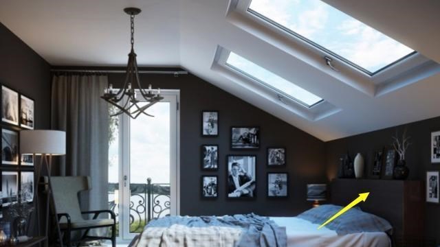 床头不得已靠窗,一招化解:加一字形20cm宽矮台面,也当床头柜用