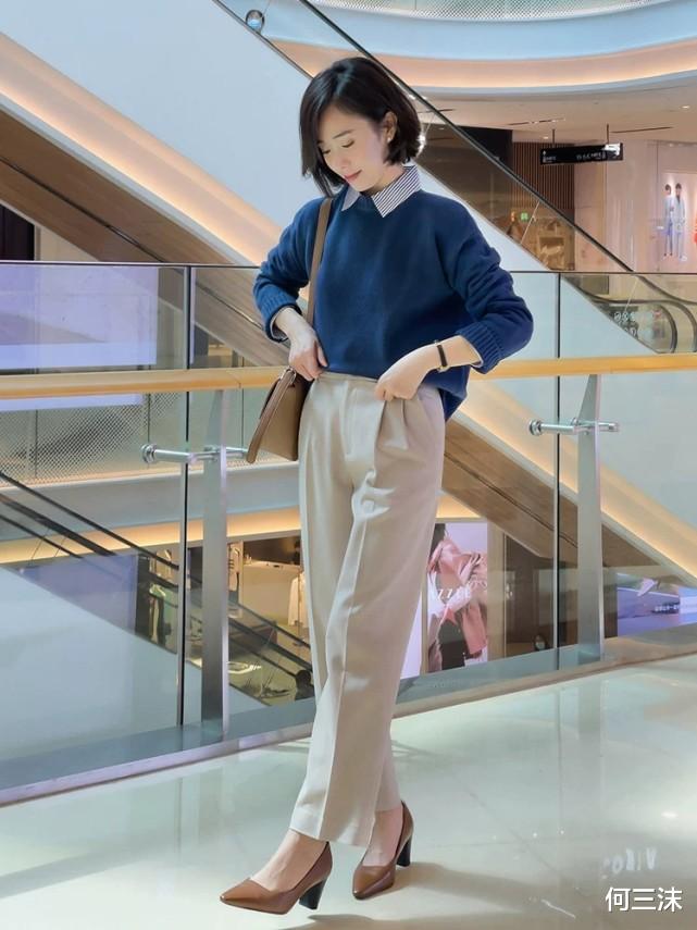 何三沫 40岁的女人可以扮嫩，但不要用力过猛，穿上简约针织衫刚刚好