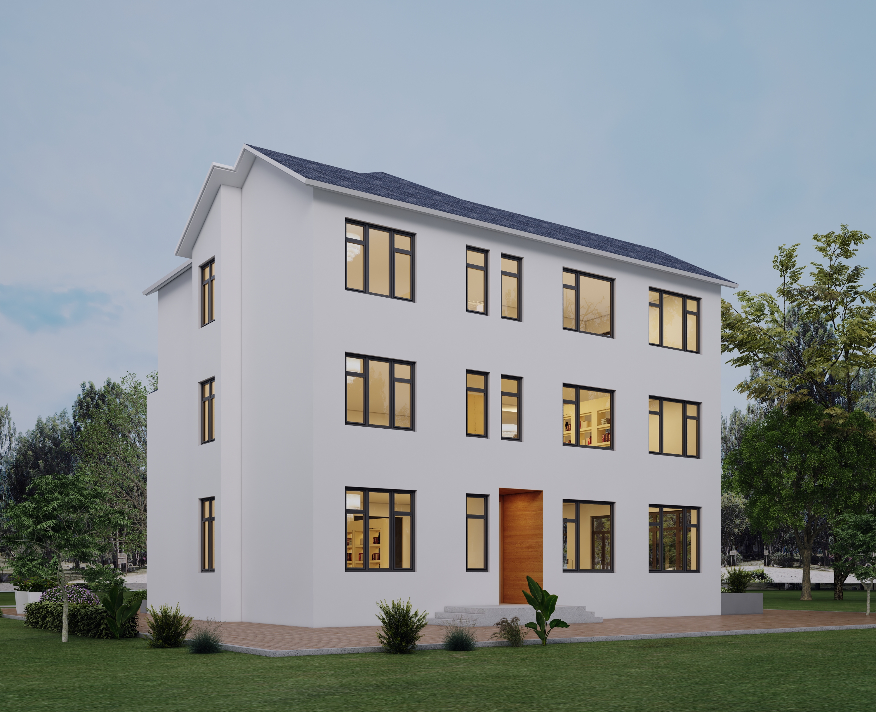 现代风三层自建房,卧室都带独卫可做民宿