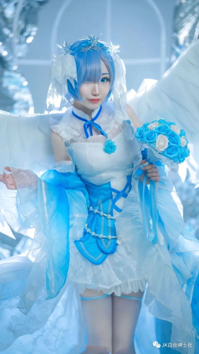 欧美明星|cos：蕾姆冰晶礼服cos正片@米九