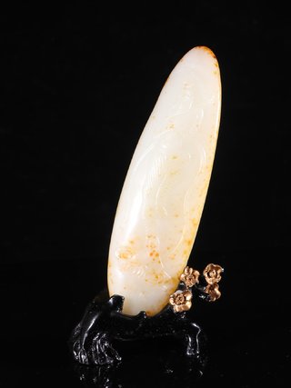 翡翠|和田玉籽料 吹谈二仙 原石摆件