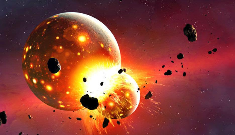 两颗行星如此猛烈地撞在一起,以至于其中一颗失去了大气