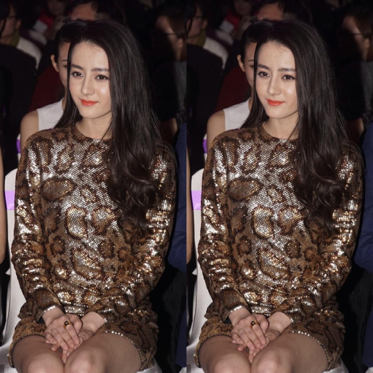 迪丽热巴|唐嫣穿着真低调，纯黑色的造型感觉很素淡，但也没被迪丽热巴抢镜