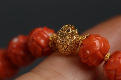 珊瑚|清 珊瑚绳结手串