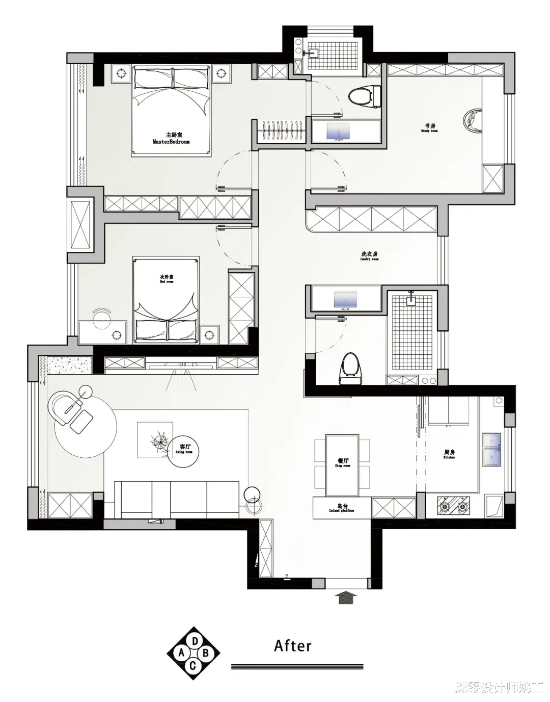 122㎡新房的高级场面,坚持用木饰面和简约白,一不小心装出大宅感