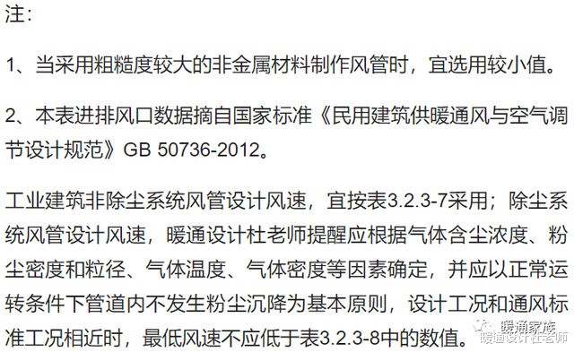 民用建筑的暖通设计，一定用到的风管、进排风口、设备空气流速