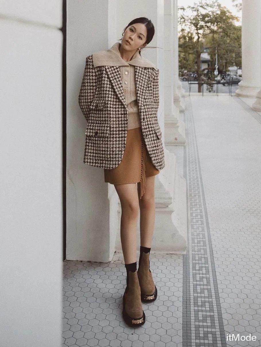 itMode 西服+裙子=入秋超火混搭套路,好看爆了!