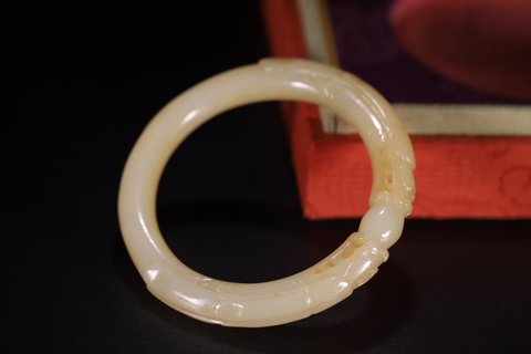 |老和田玉双龙头手镯