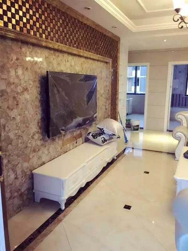 老公坚持全屋贴瓷砖，效果出乎意料的上档次，电视墙更是大气！