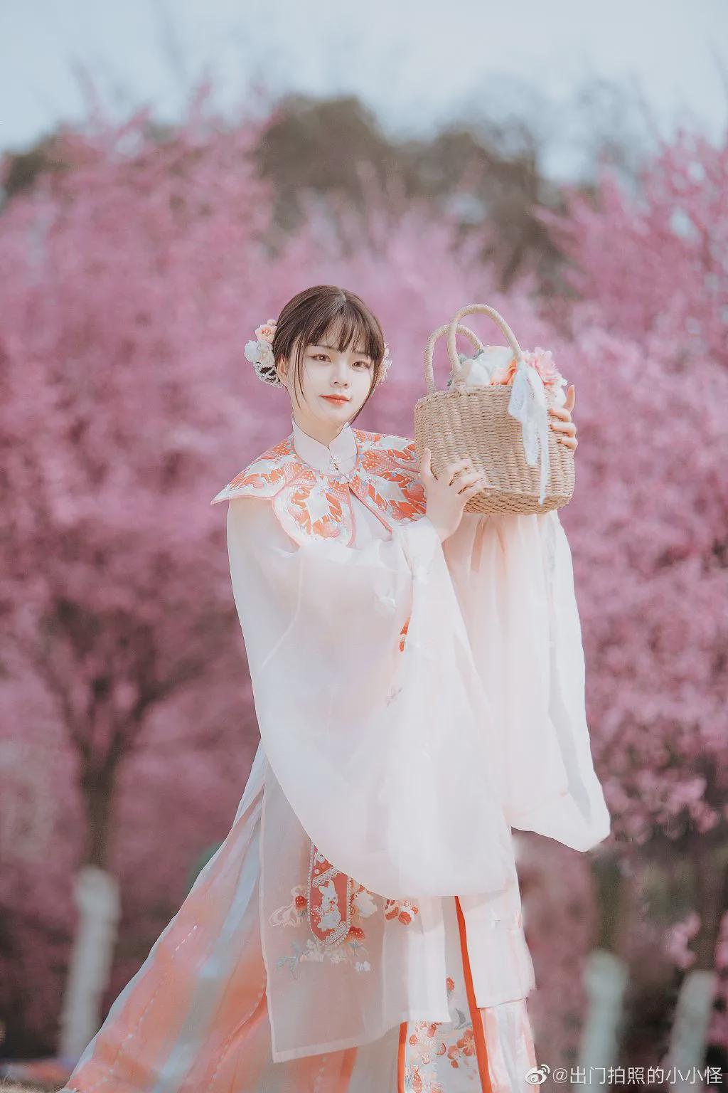 |汉服小仙女：流莺粉蝶斗翻飞