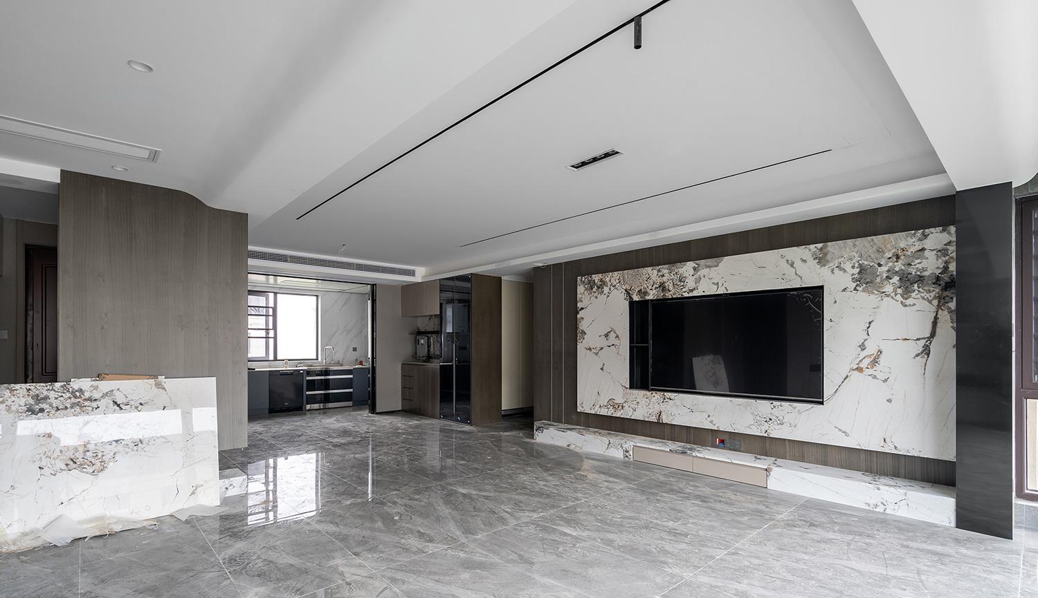 |一梯两户140㎡，夸夸全屋定制的柜子，岩板背景墙配大横厅，高级！