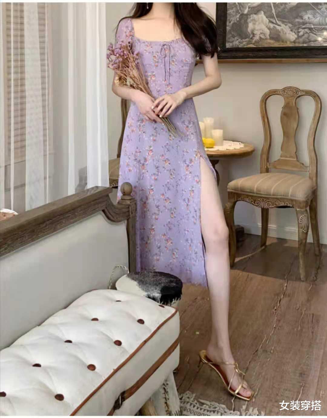 女装穿搭|紫色连衣裙搭配什么鞋子好看