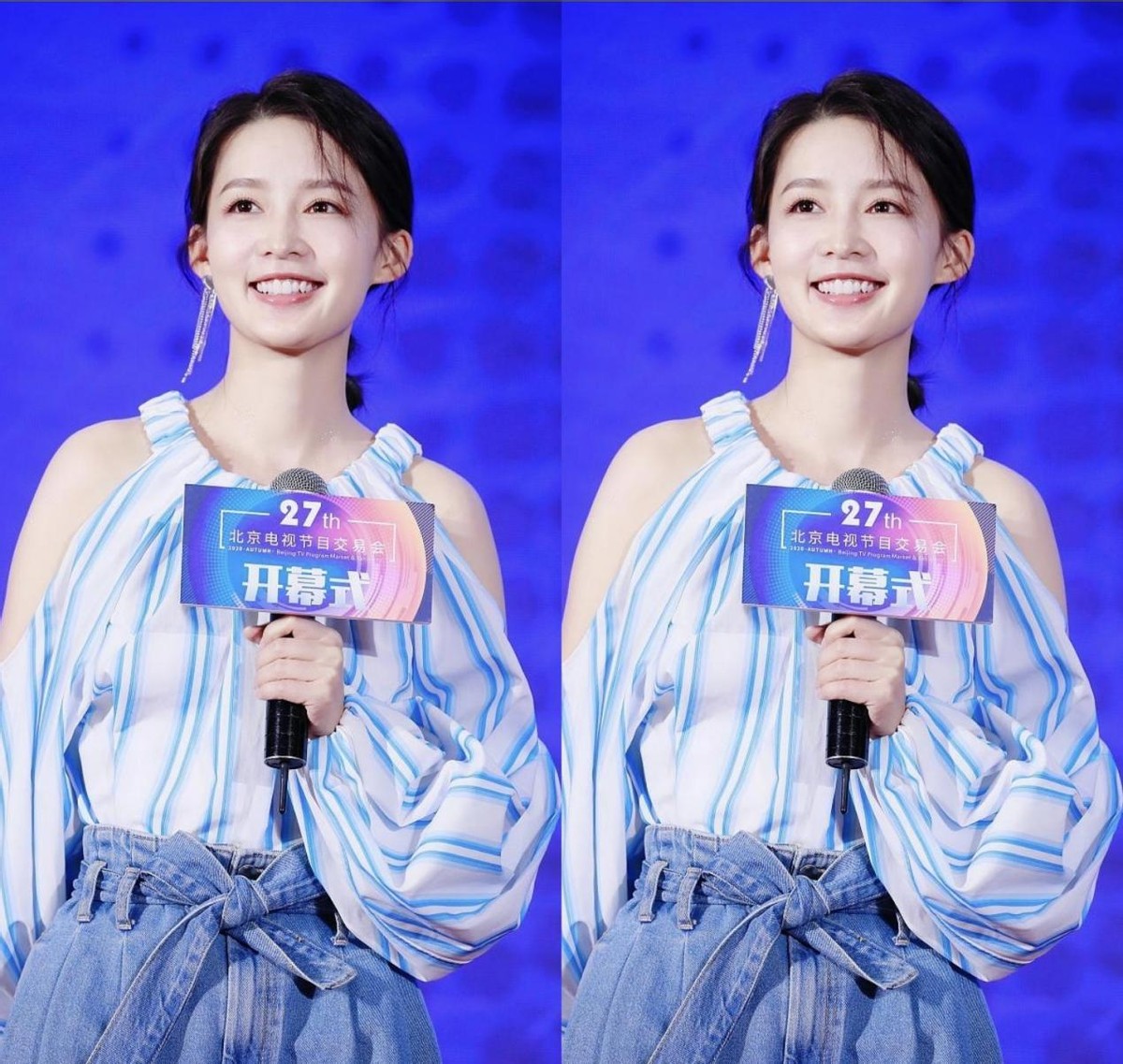 李沁|李沁这造型真奇特，穿条“柱子裤”，感觉比张一山腿“粗”一圈