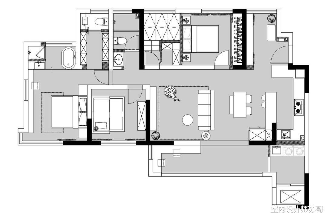 120平的四口之家，竟然没有一个柜子？但收纳功能十分的强大