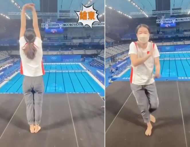 吴亦凡|39岁郭晶晶十年后再跳水！穿红色泳衣身段完美，面对镜头一脸娇羞