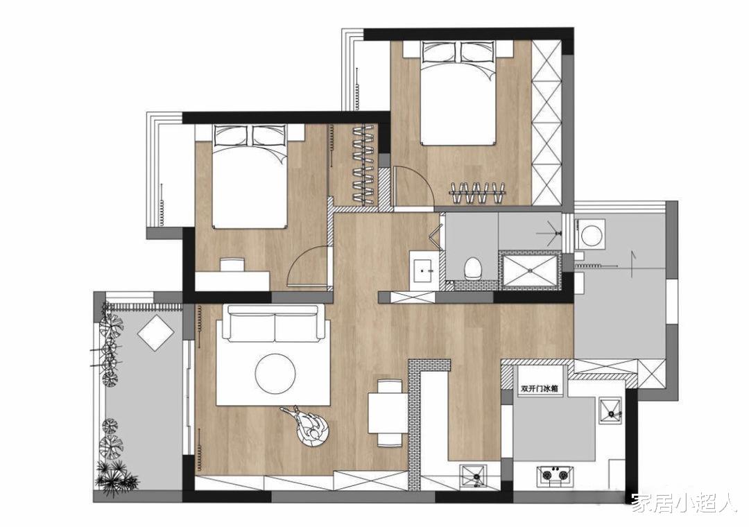 承重墙摇身变亮点，超大阳台视野绝佳，再也没有比这更合适的家