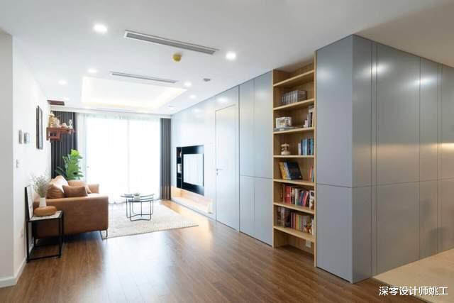 过目不忘的3口之家,96㎡讲究实用,电视墙做高柜,漂亮又大气