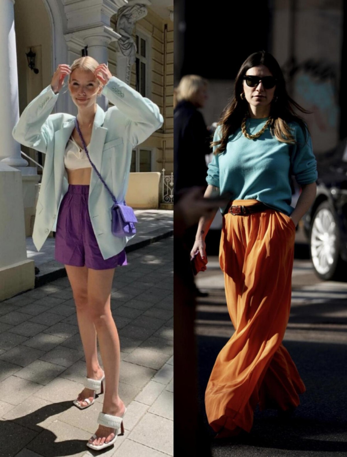 白小白的衣橱|夏天别老穿白色,偶尔试试新花色,时髦潮流的撞色设计,老个性了