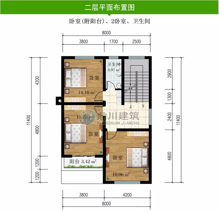 |造价28万，三层农村别墅，占地96平米，开间8米，7间卧室设计