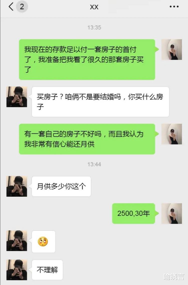 喻晓言 千万别轻易娶那些婚前买房的女人。