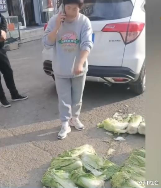 开车压坏路边8棵白菜被索赔400元，女司机付了30元后踢烂白菜离开