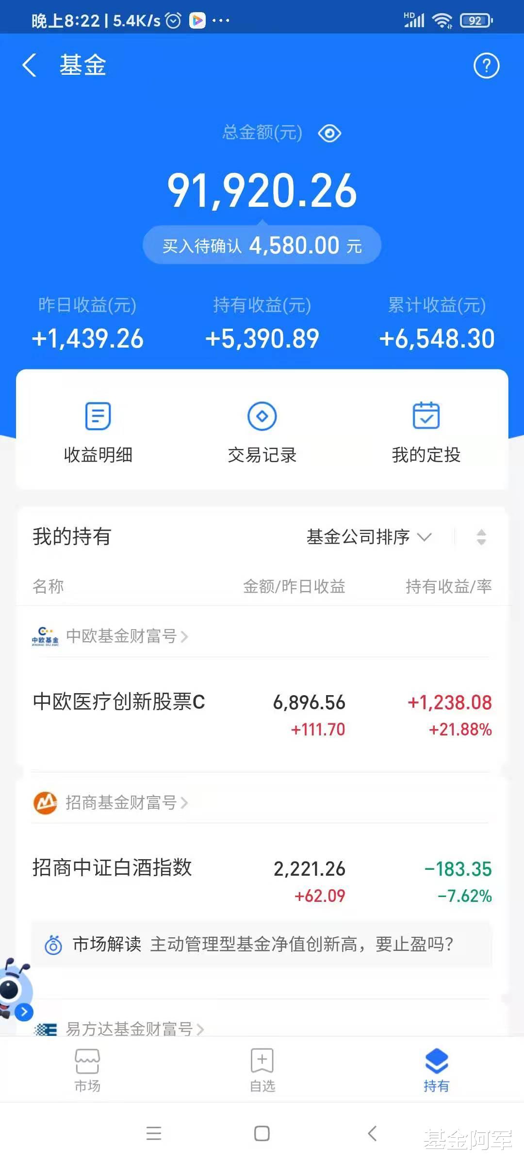 新能源 「1月22日基金操作分享」医药领涨，继续吃肉