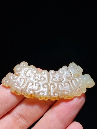玉佩|春秋 和田玉籽料 白玉 蟠虺纹 玉璜 玉佩 挂件