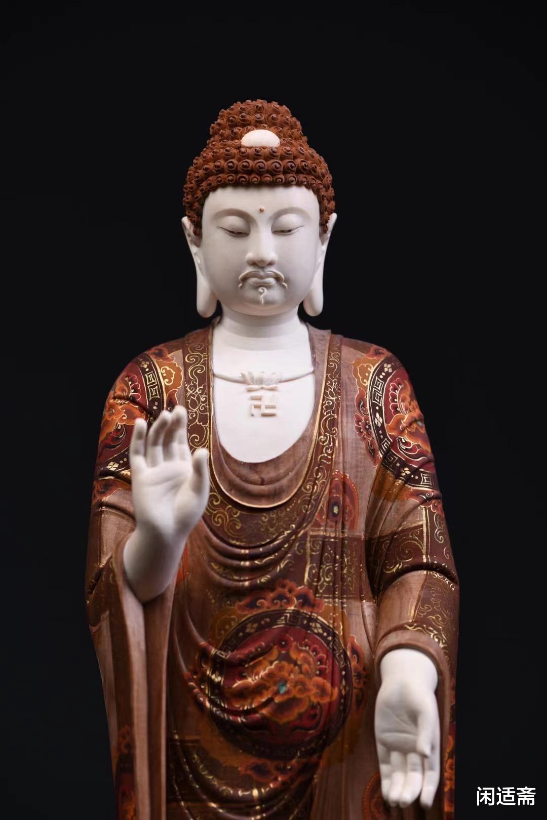 雕刻|佛像雕刻艺术品，老山檀香木雕，释迦牟尼佛