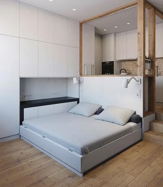 35平单身公寓，家里太小就把床藏到柜子里，果然方便又显宽敞！
