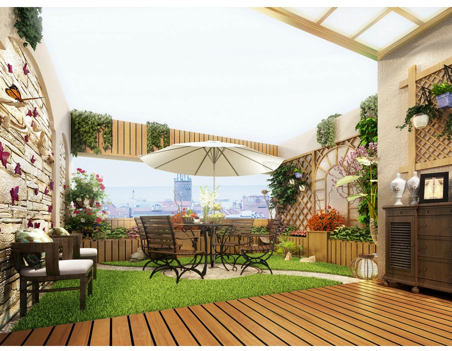 买不起别墅,一定要买顶楼带露台,建一个休闲花园也是不错的选择