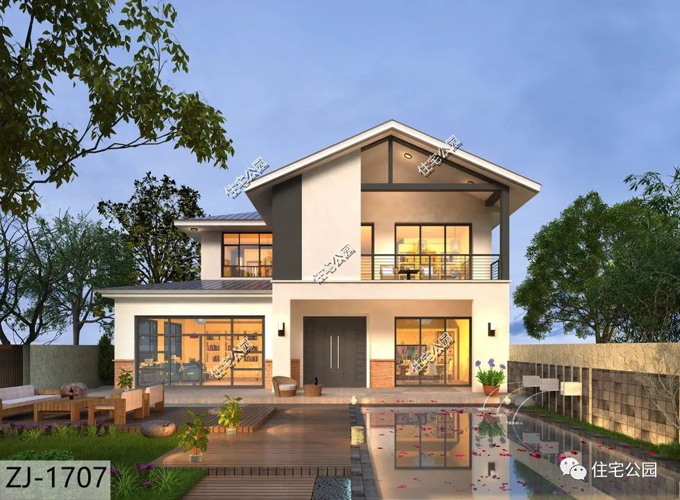 双车库+多套卧,13×11米二层时尚别墅,农村建房新选择