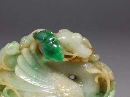 翡翠|清代，翡翠宝鸭献瑞把件