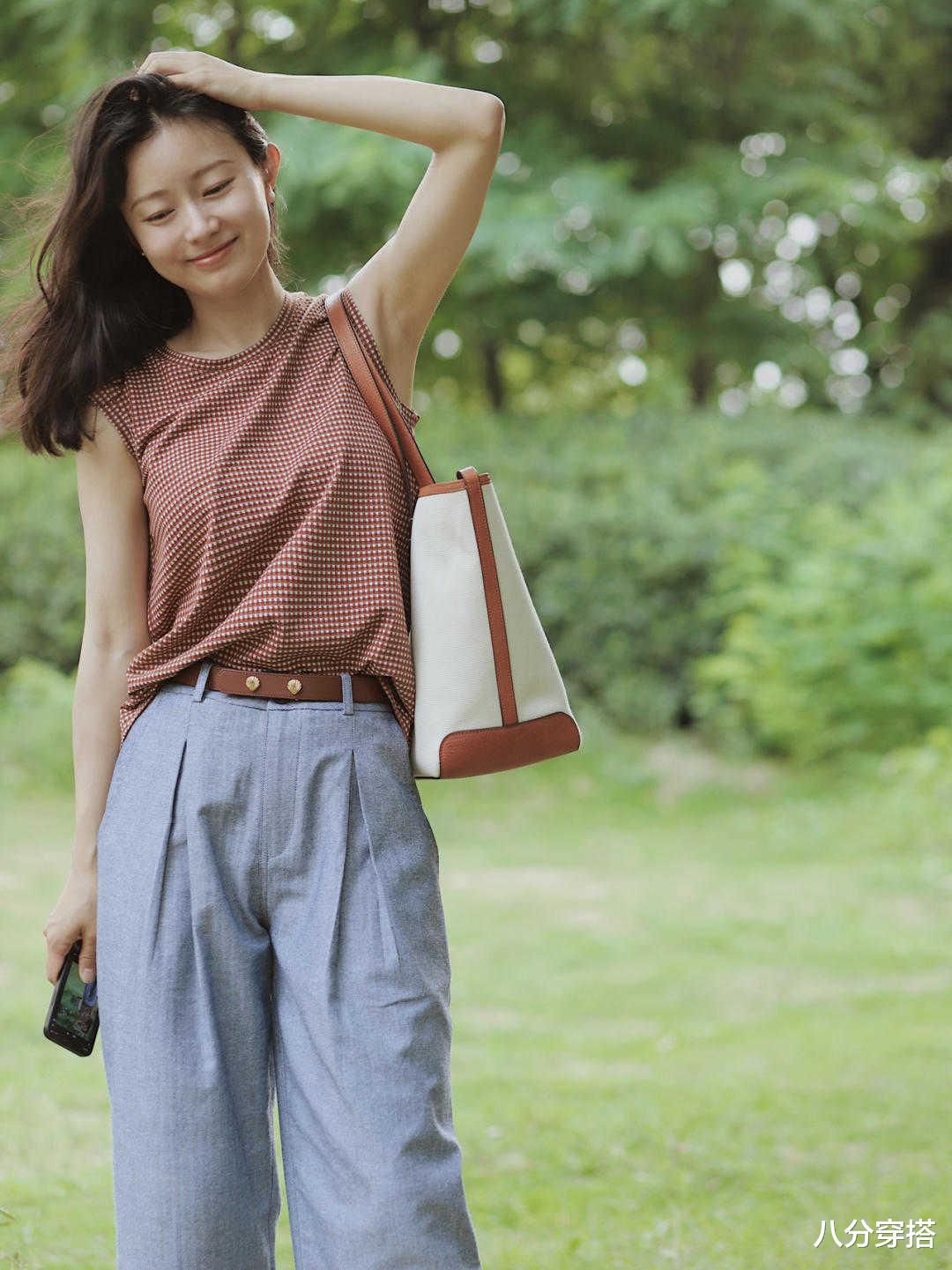 八分穿搭|夏天，时尚简约阔腿裤，原来这样穿你也是1米8，超洋气