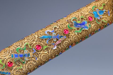 |和田玉花丝如意摆件