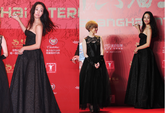 张天爱|白百何长发气质更女人，穿黑色抹胸礼服裙，头发披肩还能遮点肉