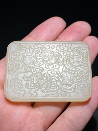 墨床|清中期 和田玉籽玉 白玉 五福临门 墨床 笔搁