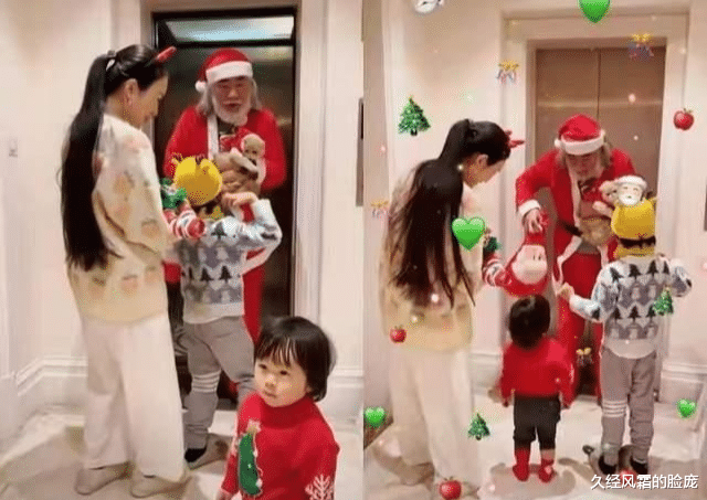 久经风霜的脸庞|张纪中一家四口过圣诞，别墅大到要乘坐电梯，混血儿子帅气露脸