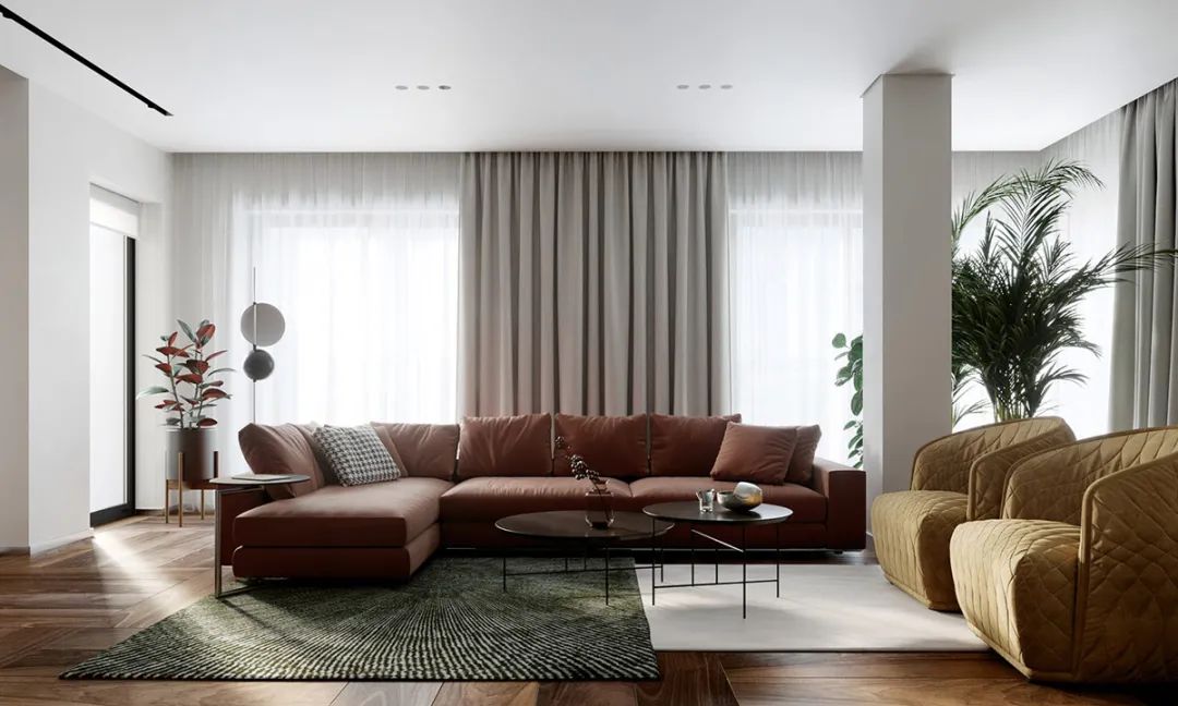 利沃夫|乌克兰利沃夫160㎡住宅,棕色调搭配打造温馨的居住感