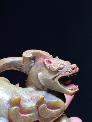 和田玉籽料|汉 和田玉籽料沁色 辟邪兽 玉辟邪 摆