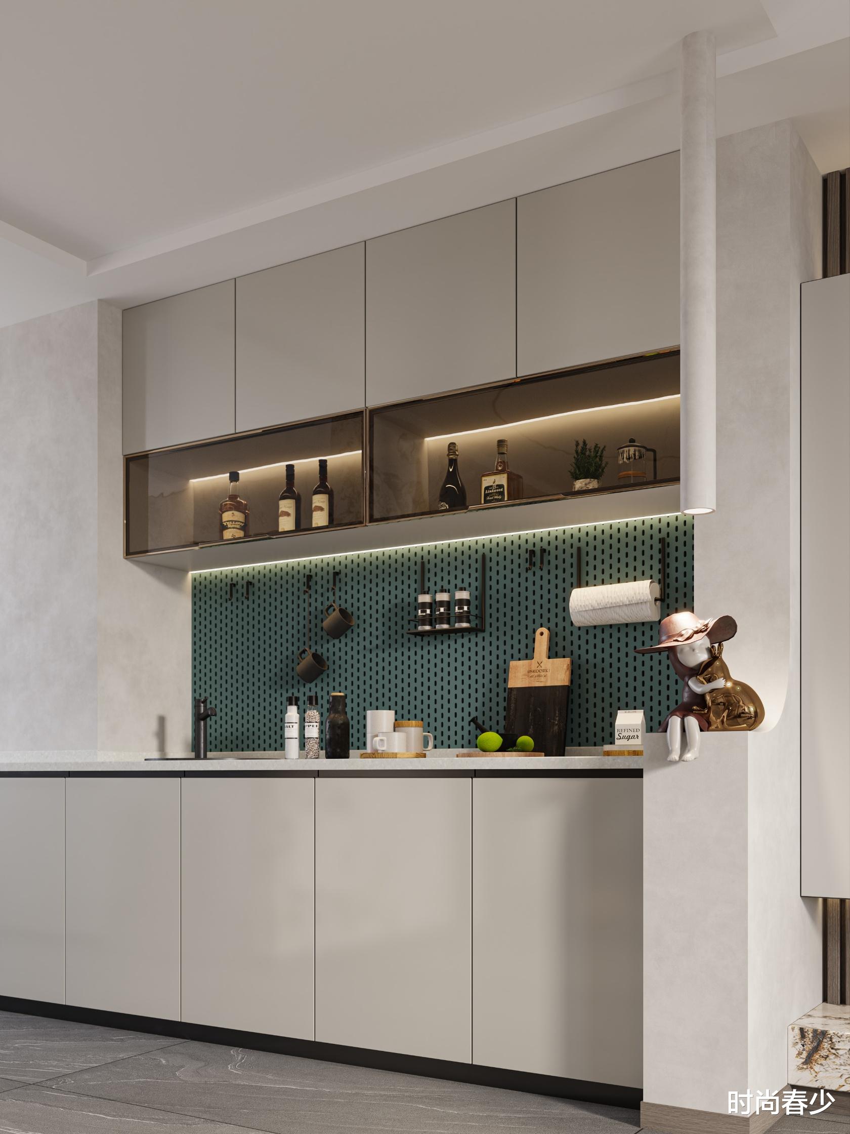 现代轻奢，做开放式厨房也很美好。