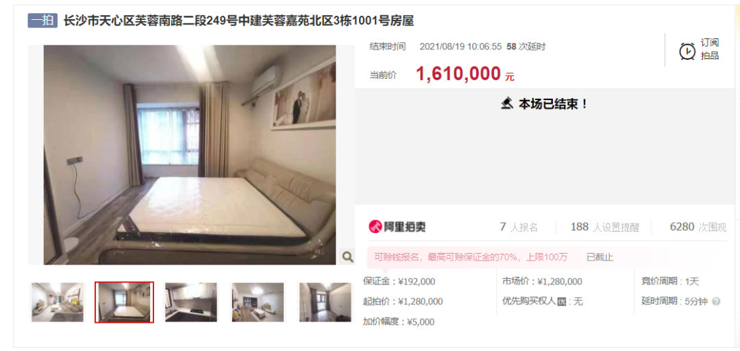 长沙|拍卖成功！长沙市天心区一套房产以161万价格成交