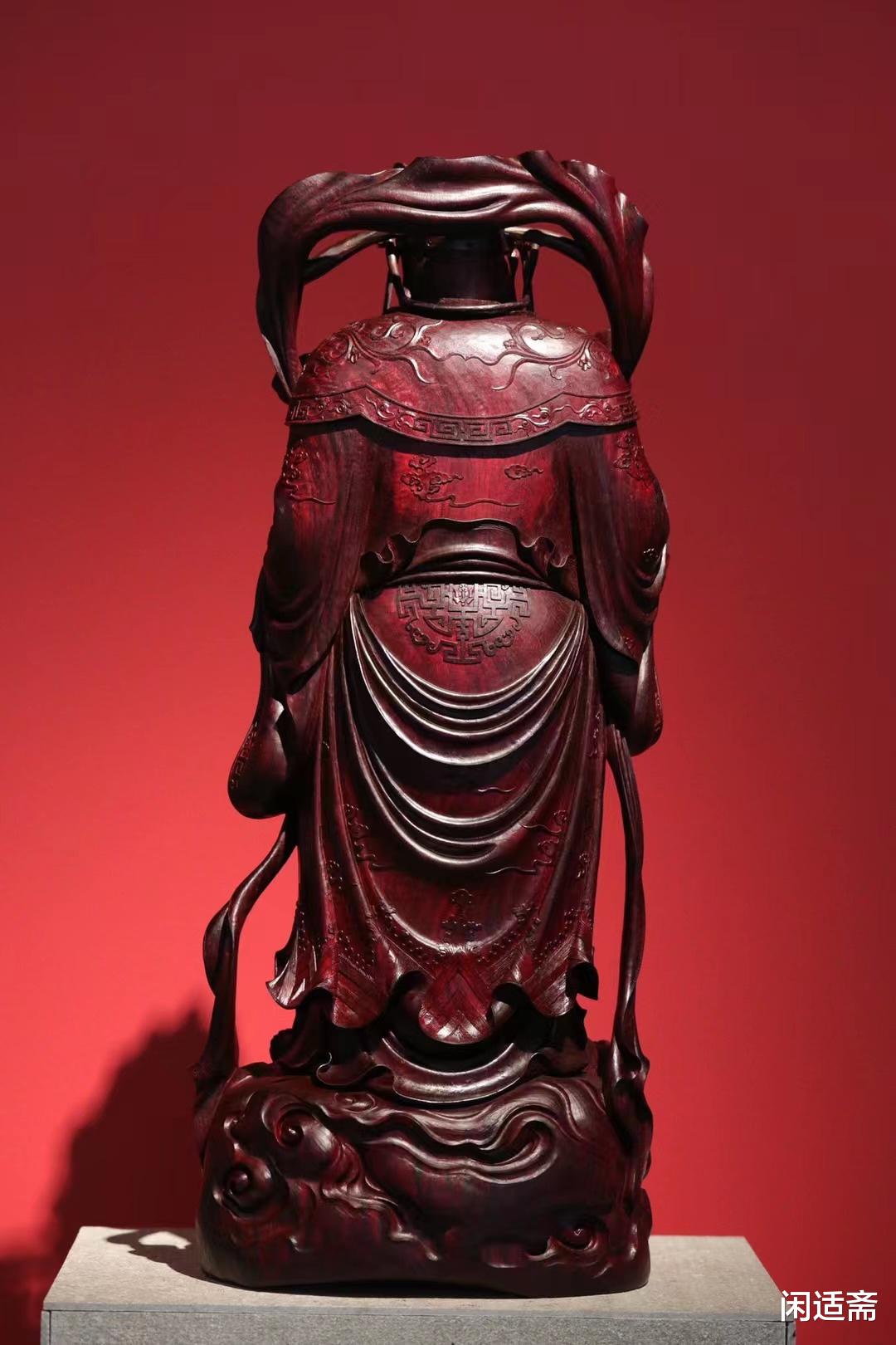 小叶紫檀|财神仙官，小叶紫檀，名家清刀雕刻，木雕摆件