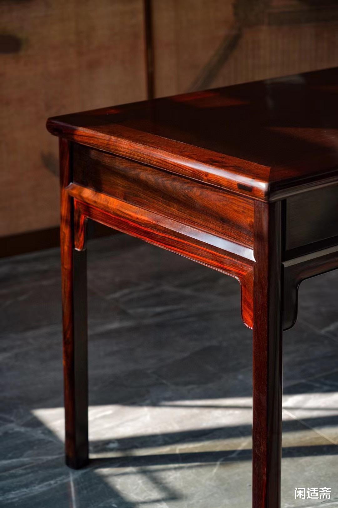 文房家具珍品，复刻听琴图款，明式三屉书桌