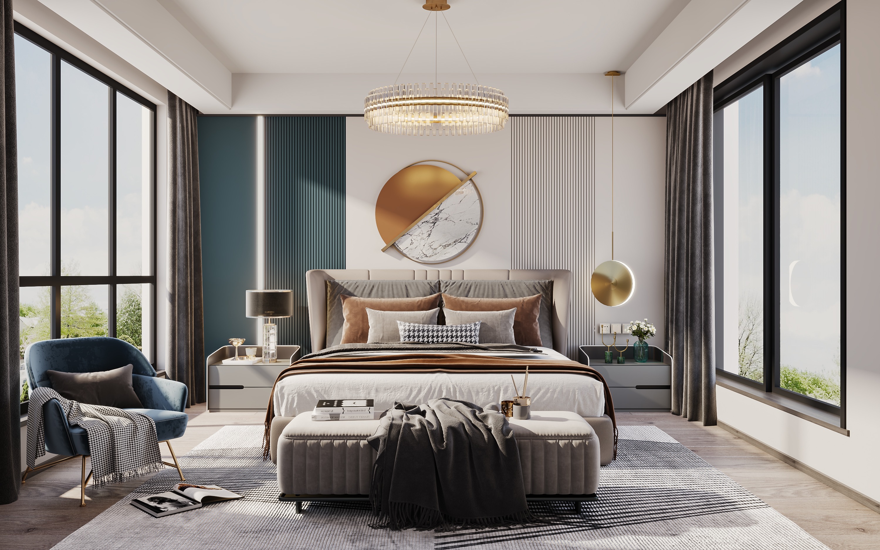 上海现代轻奢风四口之家，这样做采光充足，质感翻倍。